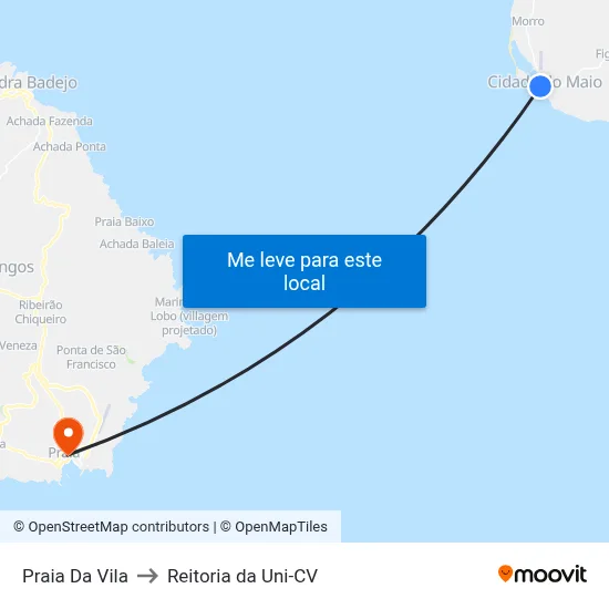 Praia Da Vila to Reitoria da Uni-CV map