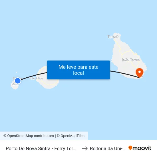 Porto De Nova Sintra - Ferry Terminal to Reitoria da Uni-CV map