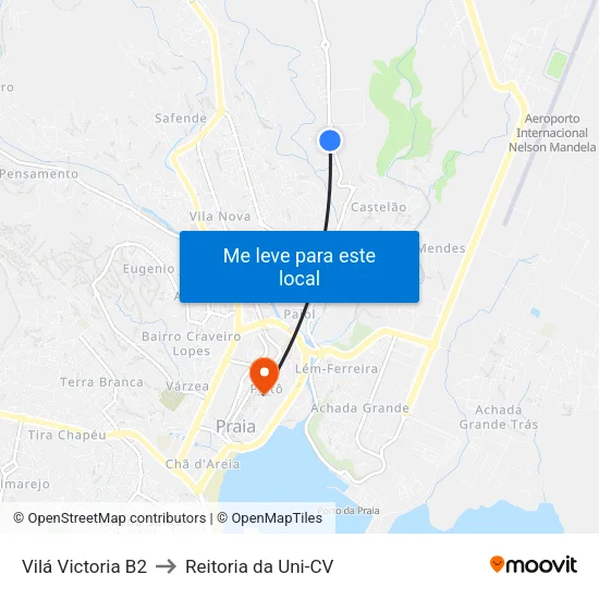 Vilá Victoria B2 to Reitoria da Uni-CV map