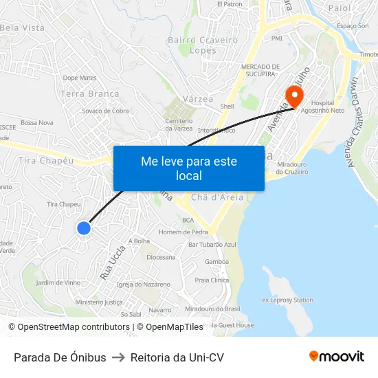 Parada De Ónibus to Reitoria da Uni-CV map