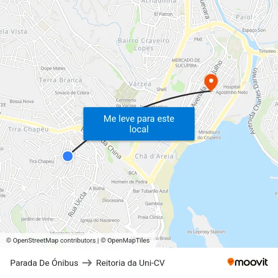 Parada De Ónibus to Reitoria da Uni-CV map