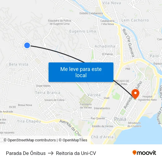 Parada De Ónibus to Reitoria da Uni-CV map