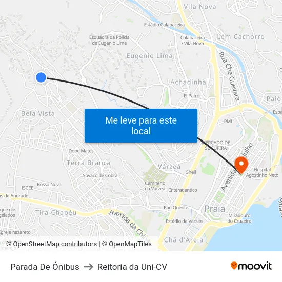 Parada De Ónibus to Reitoria da Uni-CV map