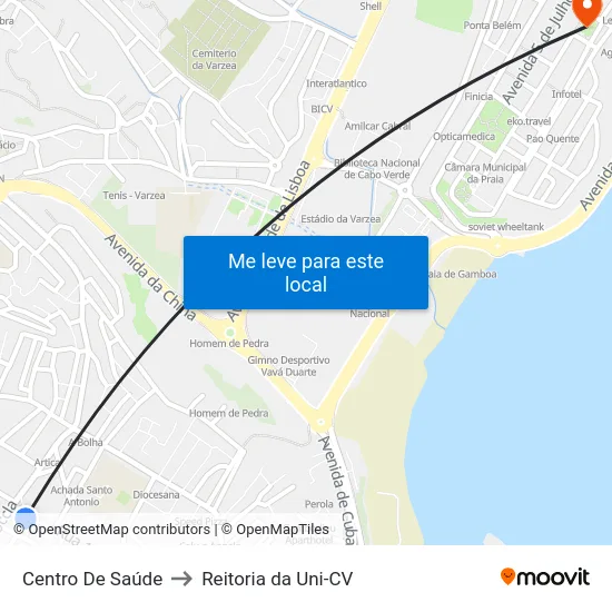 Centro De Saúde to Reitoria da Uni-CV map