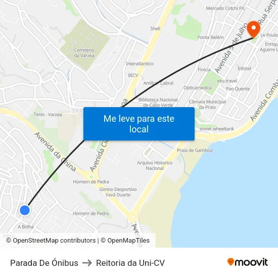 Parada De Ónibus to Reitoria da Uni-CV map