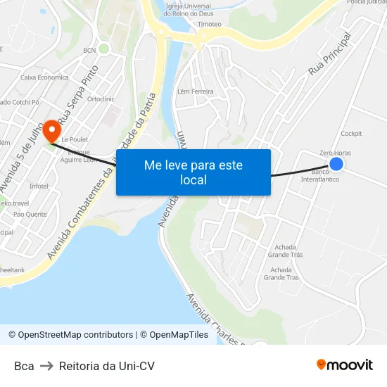 Bca to Reitoria da Uni-CV map