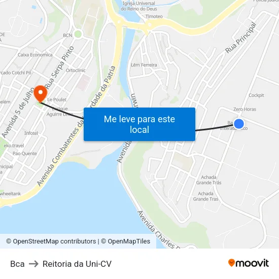 Bca to Reitoria da Uni-CV map