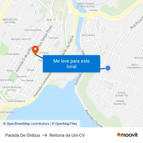 Parada De Ónibus to Reitoria da Uni-CV map