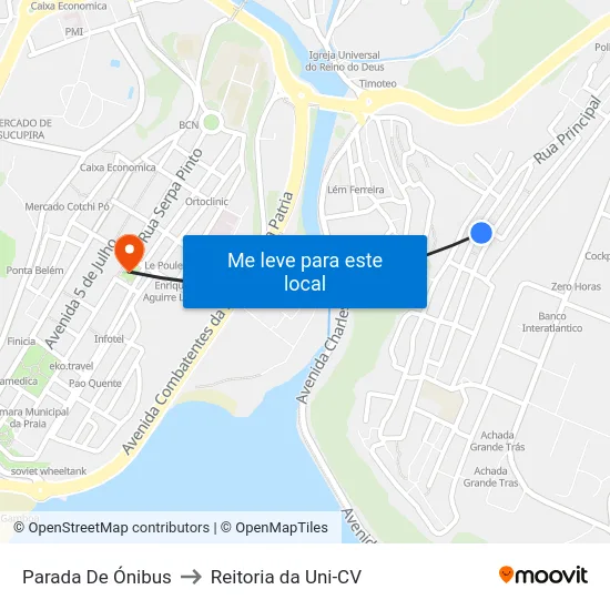 Parada De Ónibus to Reitoria da Uni-CV map