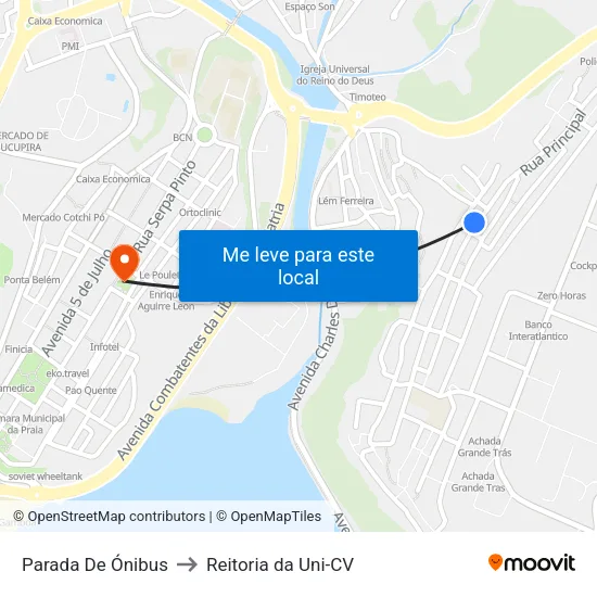 Parada De Ónibus to Reitoria da Uni-CV map