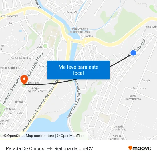 Parada De Ónibus to Reitoria da Uni-CV map