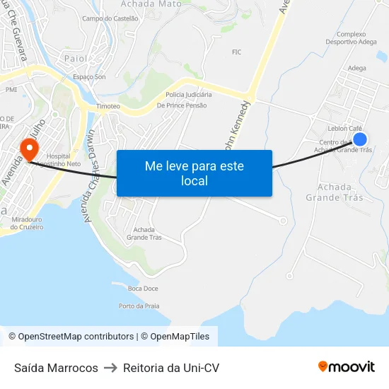 Saída Marrocos to Reitoria da Uni-CV map