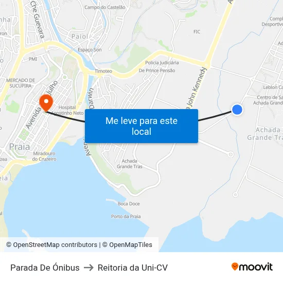Parada De Ónibus to Reitoria da Uni-CV map