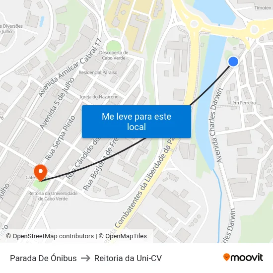 Parada De Ónibus to Reitoria da Uni-CV map