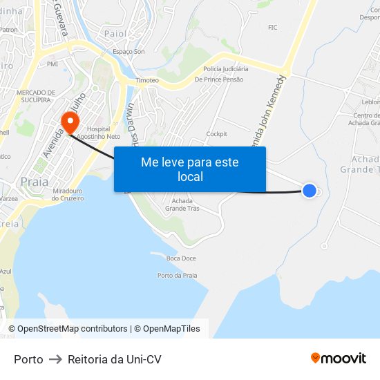Porto to Reitoria da Uni-CV map