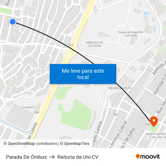 Parada De Ónibus to Reitoria da Uni-CV map