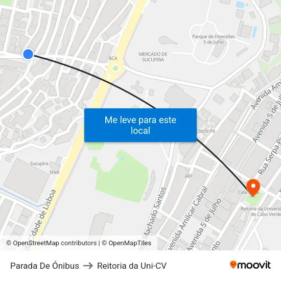 Parada De Ónibus to Reitoria da Uni-CV map