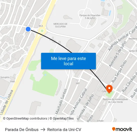 Parada De Ónibus to Reitoria da Uni-CV map