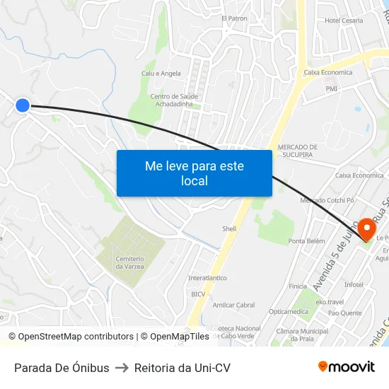 Parada De Ónibus to Reitoria da Uni-CV map