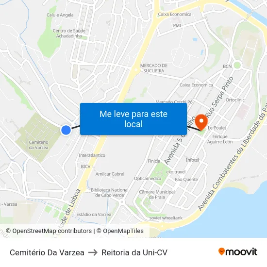 Cemitério Da Varzea to Reitoria da Uni-CV map