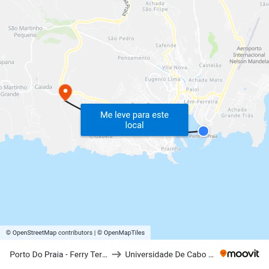 Porto Do Praia - Ferry Terminal to Universidade De Cabo Verde map