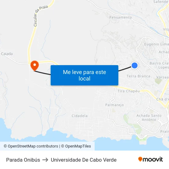 Parada Onibús to Universidade De Cabo Verde map