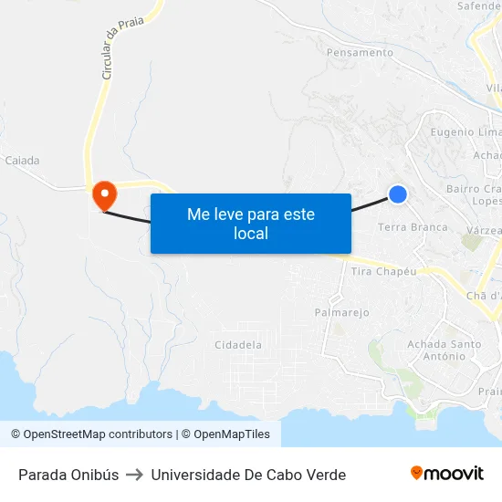 Parada Onibús to Universidade De Cabo Verde map