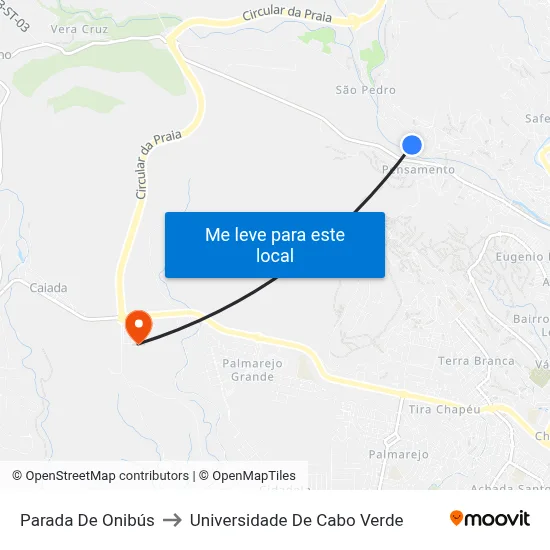 Parada De Onibús to Universidade De Cabo Verde map
