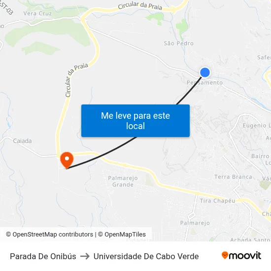 Parada De Onibús to Universidade De Cabo Verde map