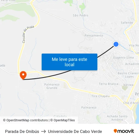 Parada De Onibús to Universidade De Cabo Verde map