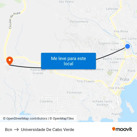 Bcn to Universidade De Cabo Verde map