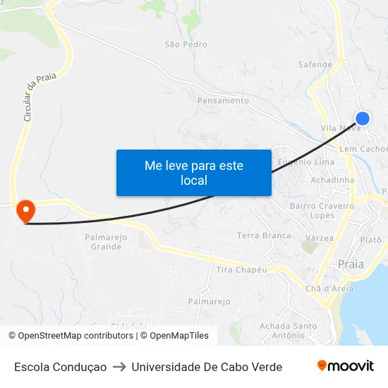 Escola Conduçao to Universidade De Cabo Verde map