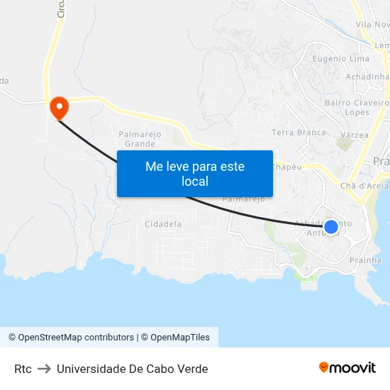 Rtc to Universidade De Cabo Verde map