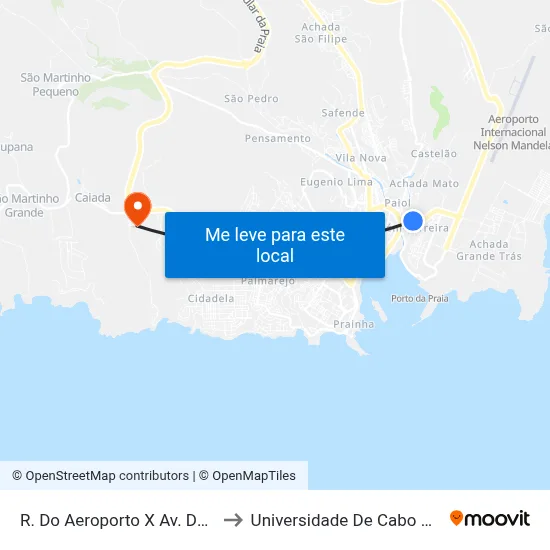 R. Do Aeroporto X Av. Darwin to Universidade De Cabo Verde map