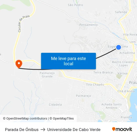 Parada De Ónibus to Universidade De Cabo Verde map