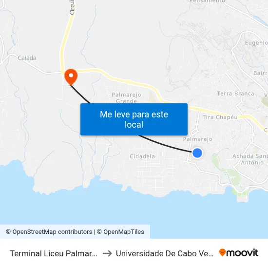 Terminal Liceu Palmarejo to Universidade De Cabo Verde map