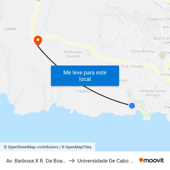 Av. Barbosa X R. Da Boavista to Universidade De Cabo Verde map