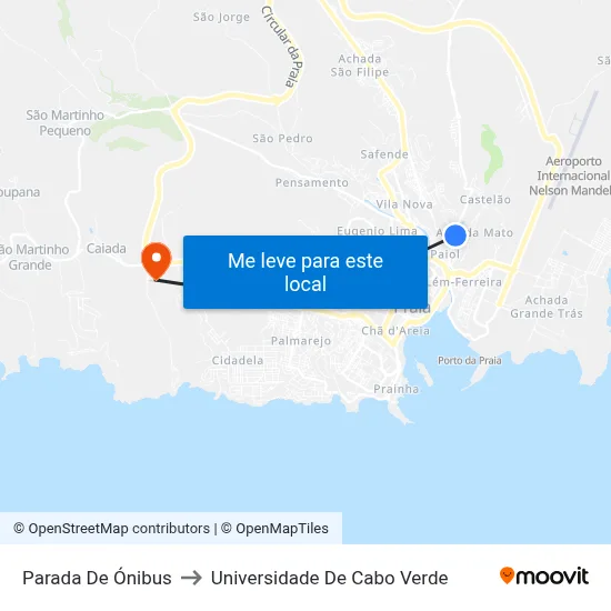 Parada De Ónibus to Universidade De Cabo Verde map