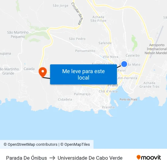 Parada De Ónibus to Universidade De Cabo Verde map