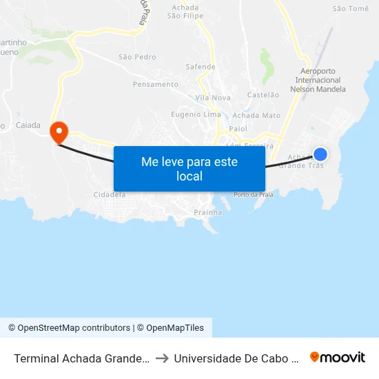 Terminal Achada Grande Tras to Universidade De Cabo Verde map