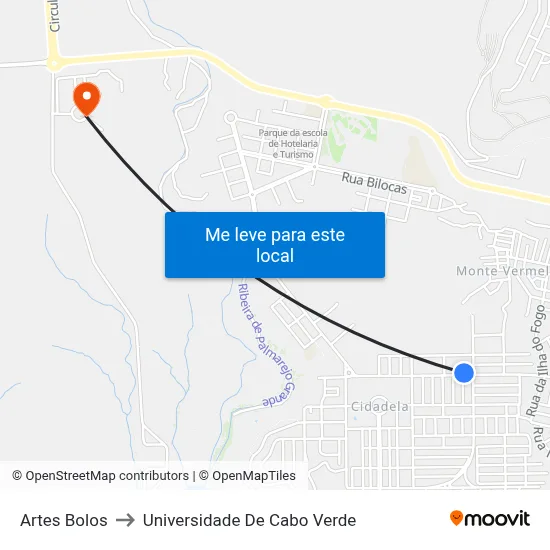 Artes Bolos to Universidade De Cabo Verde map