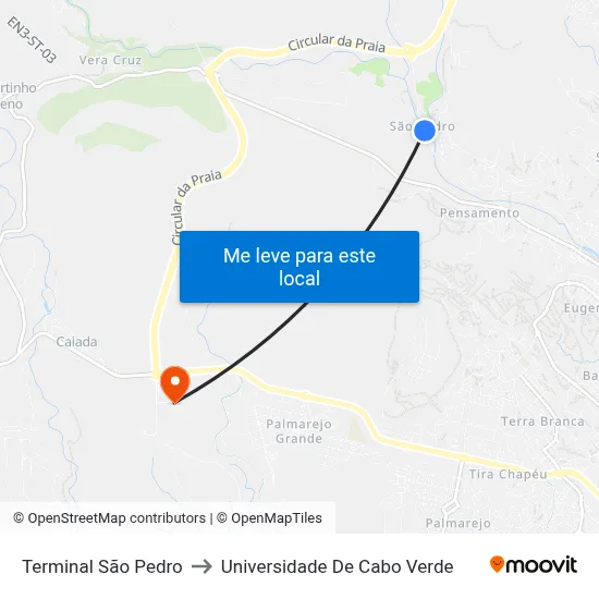 Terminal São Pedro to Universidade De Cabo Verde map