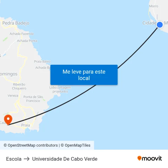 Escola to Universidade De Cabo Verde map