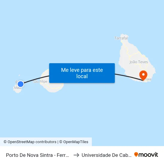 Porto De Nova Sintra - Ferry Terminal to Universidade De Cabo Verde map