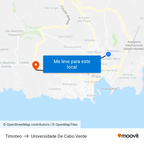 Timoteo to Universidade De Cabo Verde map