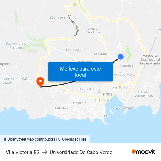 Vilá Victoria B2 to Universidade De Cabo Verde map