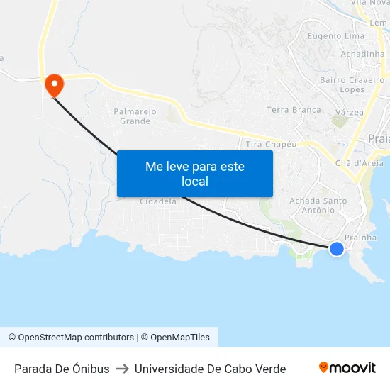 Parada De Ónibus to Universidade De Cabo Verde map