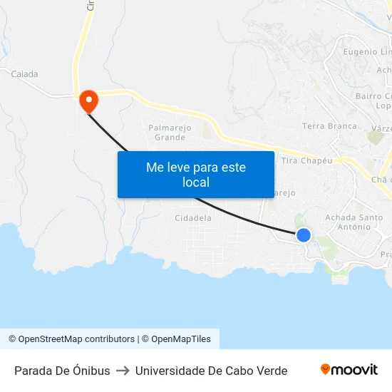 Parada De Ónibus to Universidade De Cabo Verde map