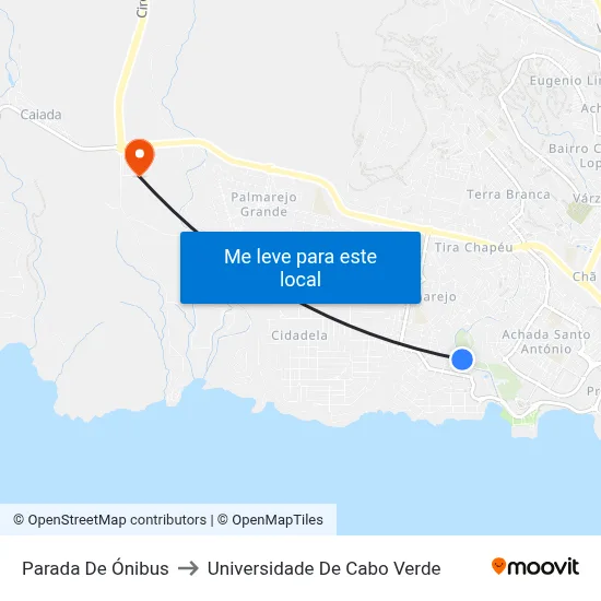 Parada De Ónibus to Universidade De Cabo Verde map