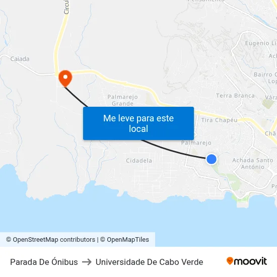 Parada De Ónibus to Universidade De Cabo Verde map